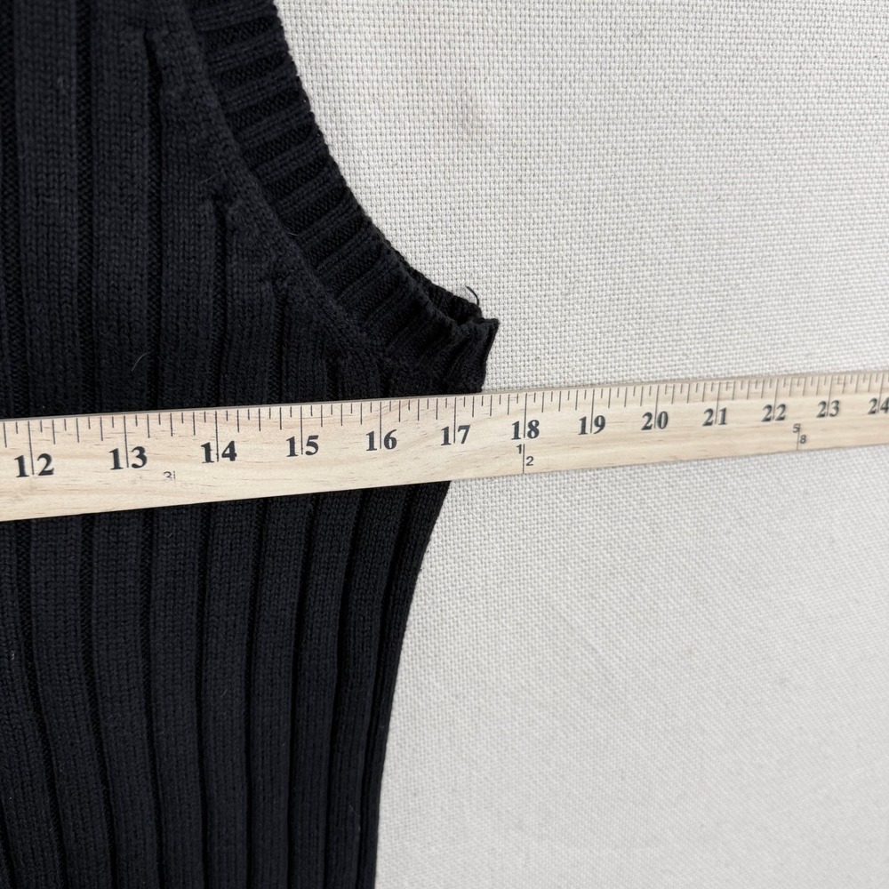 Gloria Vanderbilt Black Ribbed Quarter Zip Sweater Vest Womens Large Cotton - Picture 4 of 5